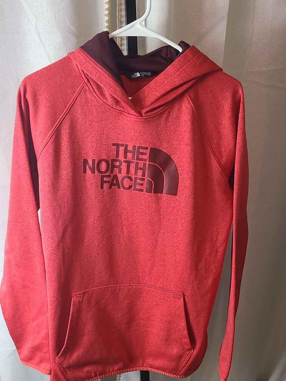 The North Face Red Logo Polyester Hoodie Sweatshirt Womens Large